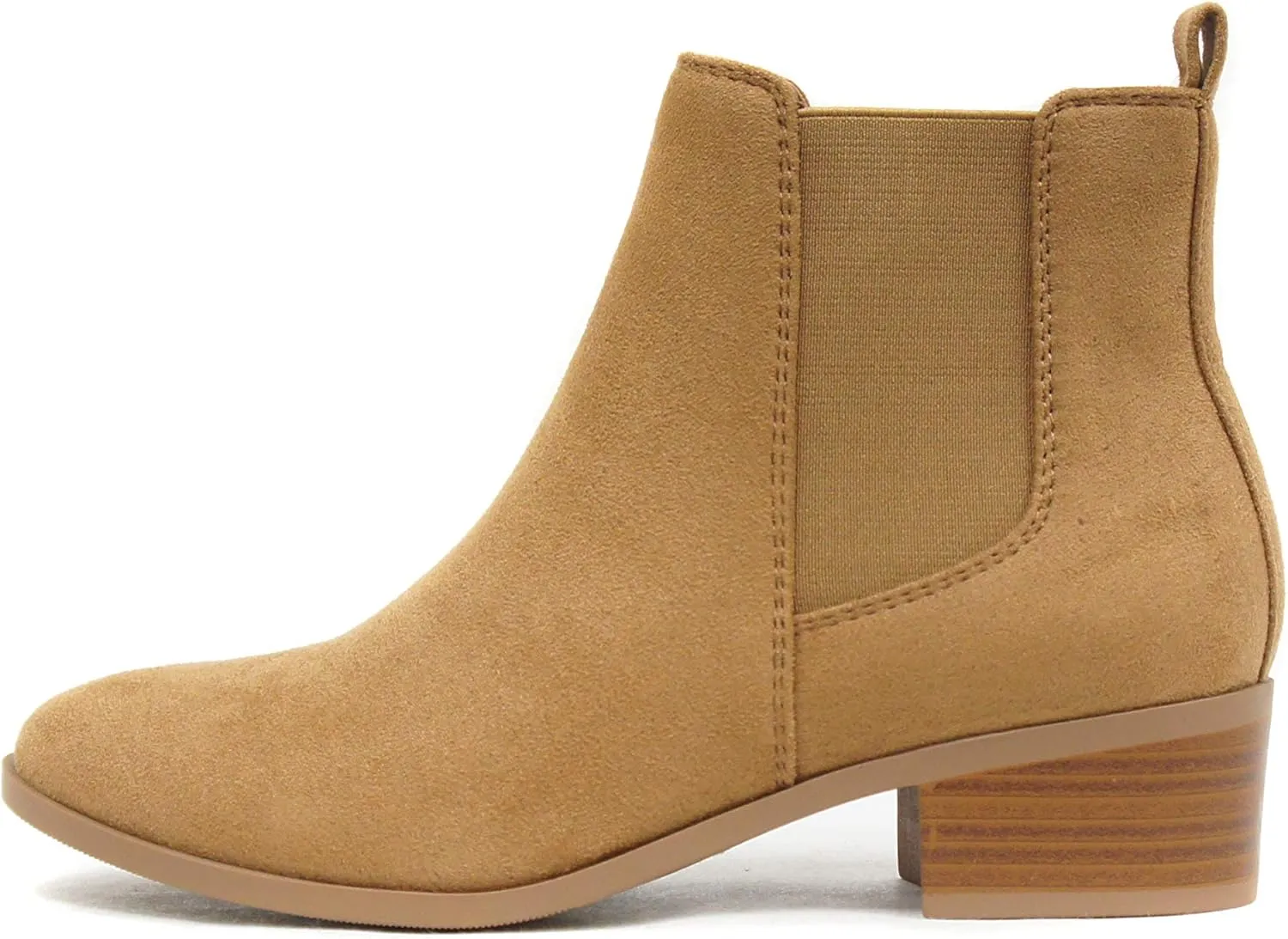 Soda TEAPOT ~ WOMEN STACK LOW BLOCK HEEL CHELSEA FASHION ANKLE BOOTIE W/DOUBLE ELASTIC GORE