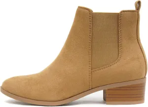 Soda TEAPOT ~ WOMEN STACK LOW BLOCK HEEL CHELSEA FASHION ANKLE BOOTIE W/DOUBLE ELASTIC GORE