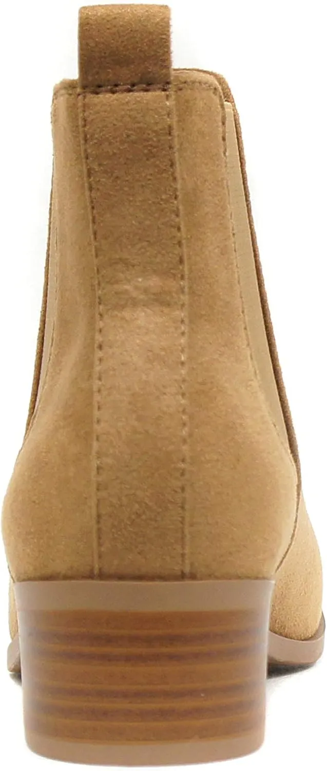 Soda TEAPOT ~ WOMEN STACK LOW BLOCK HEEL CHELSEA FASHION ANKLE BOOTIE W/DOUBLE ELASTIC GORE