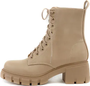 Soda TUNDRA ~ Women Lug Sole Lace up Fashion Combat Ankle Boot w/Side Zipper