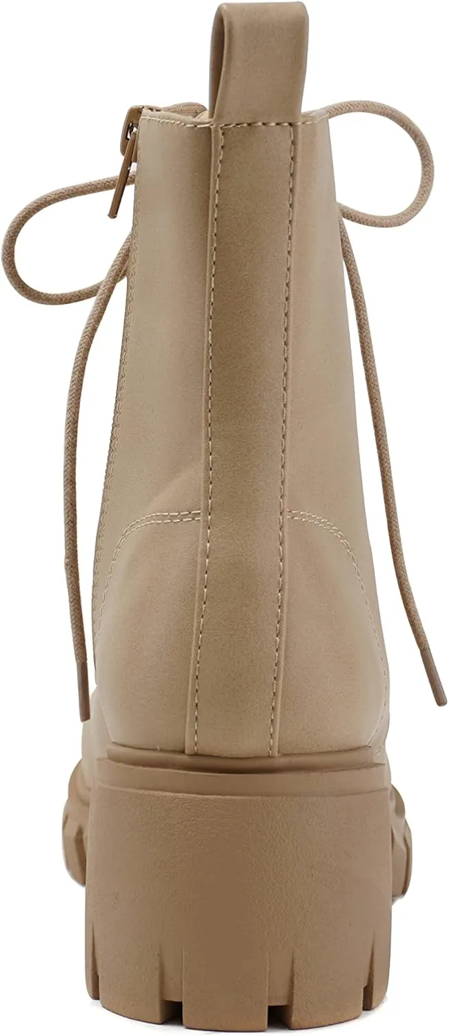 Soda TUNDRA ~ Women Lug Sole Lace up Fashion Combat Ankle Boot w/Side Zipper