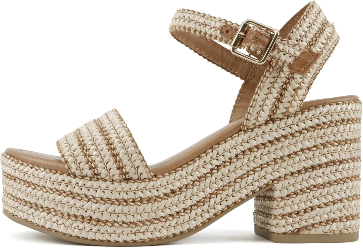 Soda Women's Castle Jute Open Toe Ankle Strap Platform Wedge