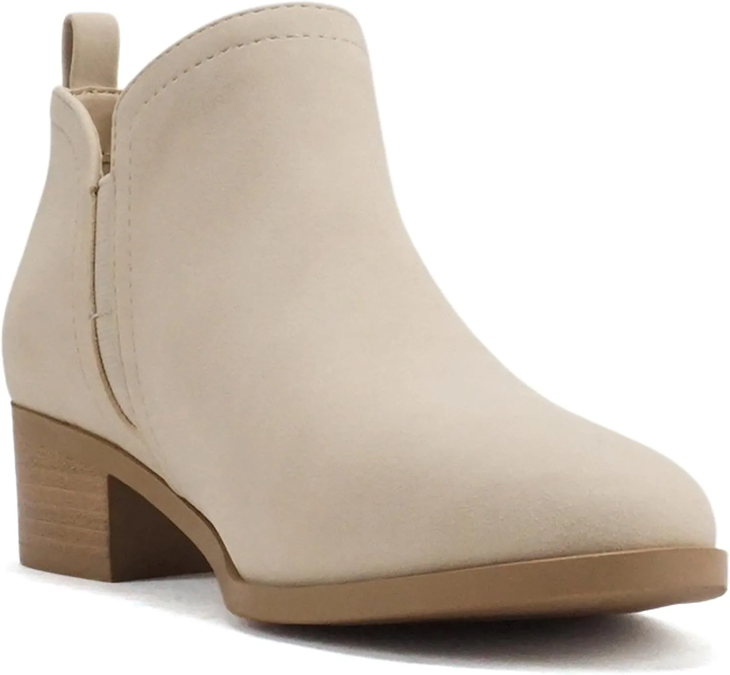 Soda “ZAYNE” ~ Women Round Toe Elastic Side Gore Side Zipper Pull Tab Low Heel Ankle Boot Bootie