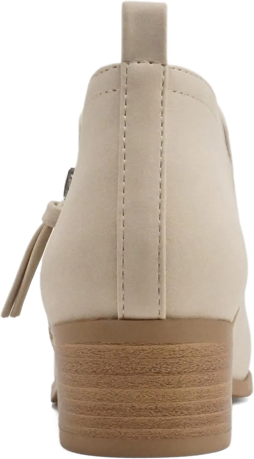 Soda “ZAYNE” ~ Women Round Toe Elastic Side Gore Side Zipper Pull Tab Low Heel Ankle Boot Bootie