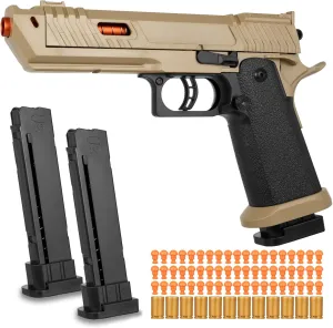 Soft Bullet Toy Gun Shell Ejecting with 120 Bullets, Rapid-fire Realistic Toy Gun for Boys, Shooting Game Toy Pistol Model Gun, Christmas Birthday Gifts for Boys Girls Age 6  (Sand)