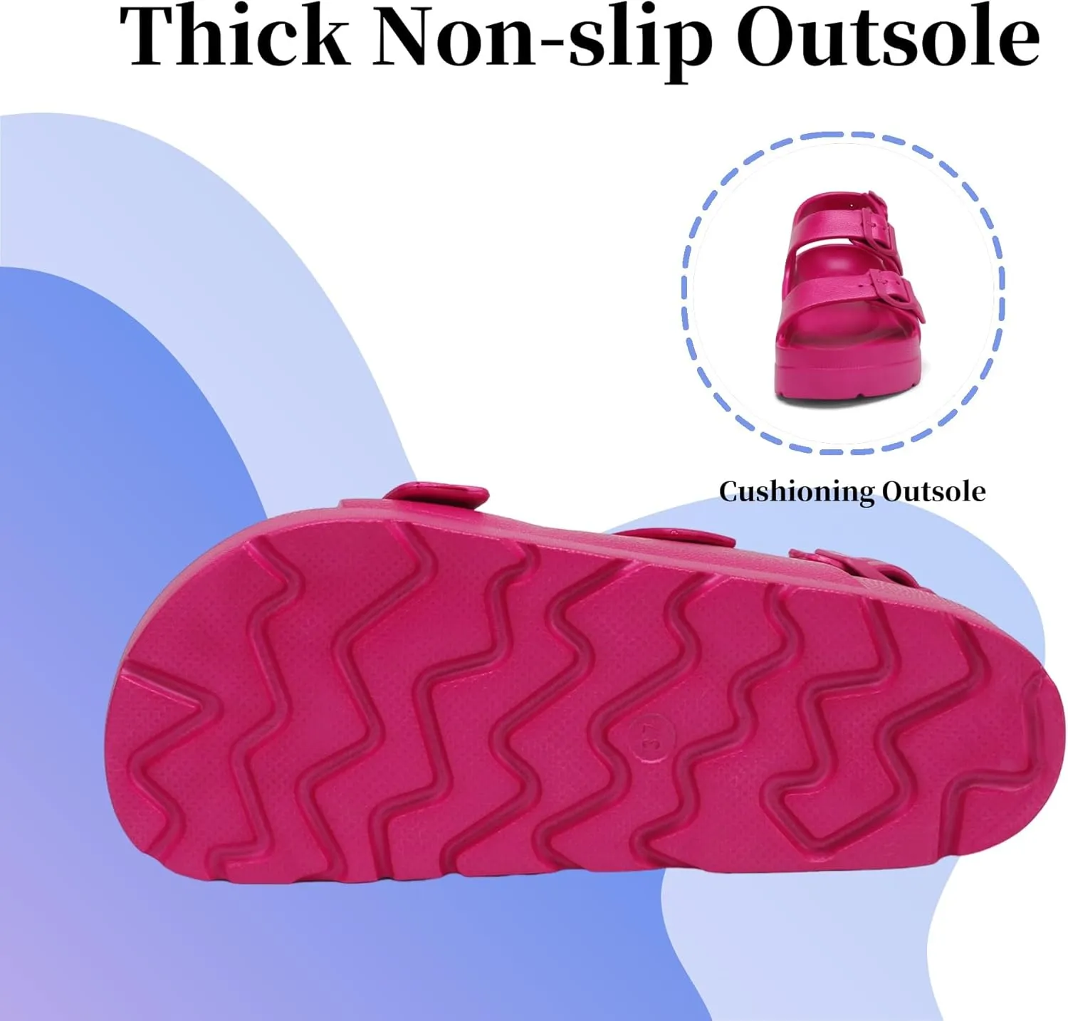SOSOWHLTE Women's Platform Sandals with Arch Support - 3 Adjustable Straps Summer Beach Sandals, Lightweight & Slip-Resistant
