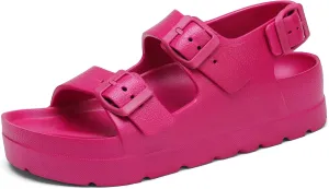 SOSOWHLTE Women's Platform Sandals with Arch Support - 3 Adjustable Straps Summer Beach Sandals, Lightweight & Slip-Resistant