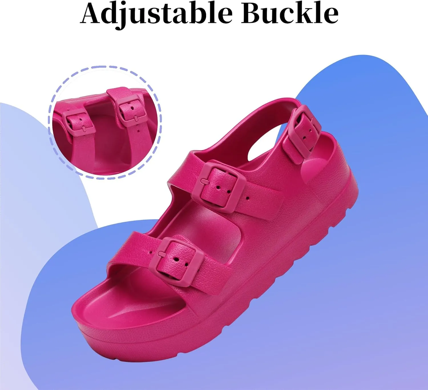 SOSOWHLTE Women's Platform Sandals with Arch Support - 3 Adjustable Straps Summer Beach Sandals, Lightweight & Slip-Resistant