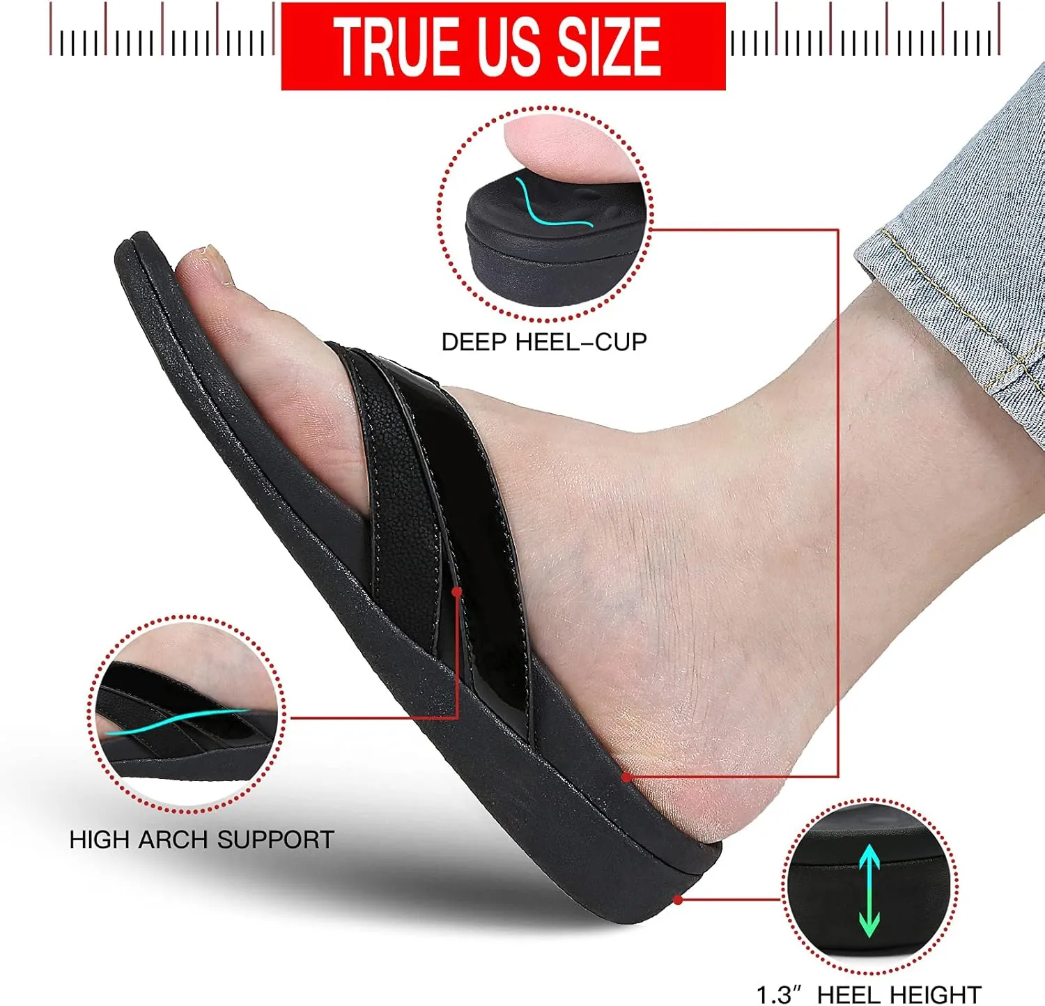 Sounity Soft Arch Support Comfortable Sandals for Womens, Best Summer Dress Flip Flops with Cushion Memory Foam, Outdoor Walking Slippers for Plantar Fasciitis…