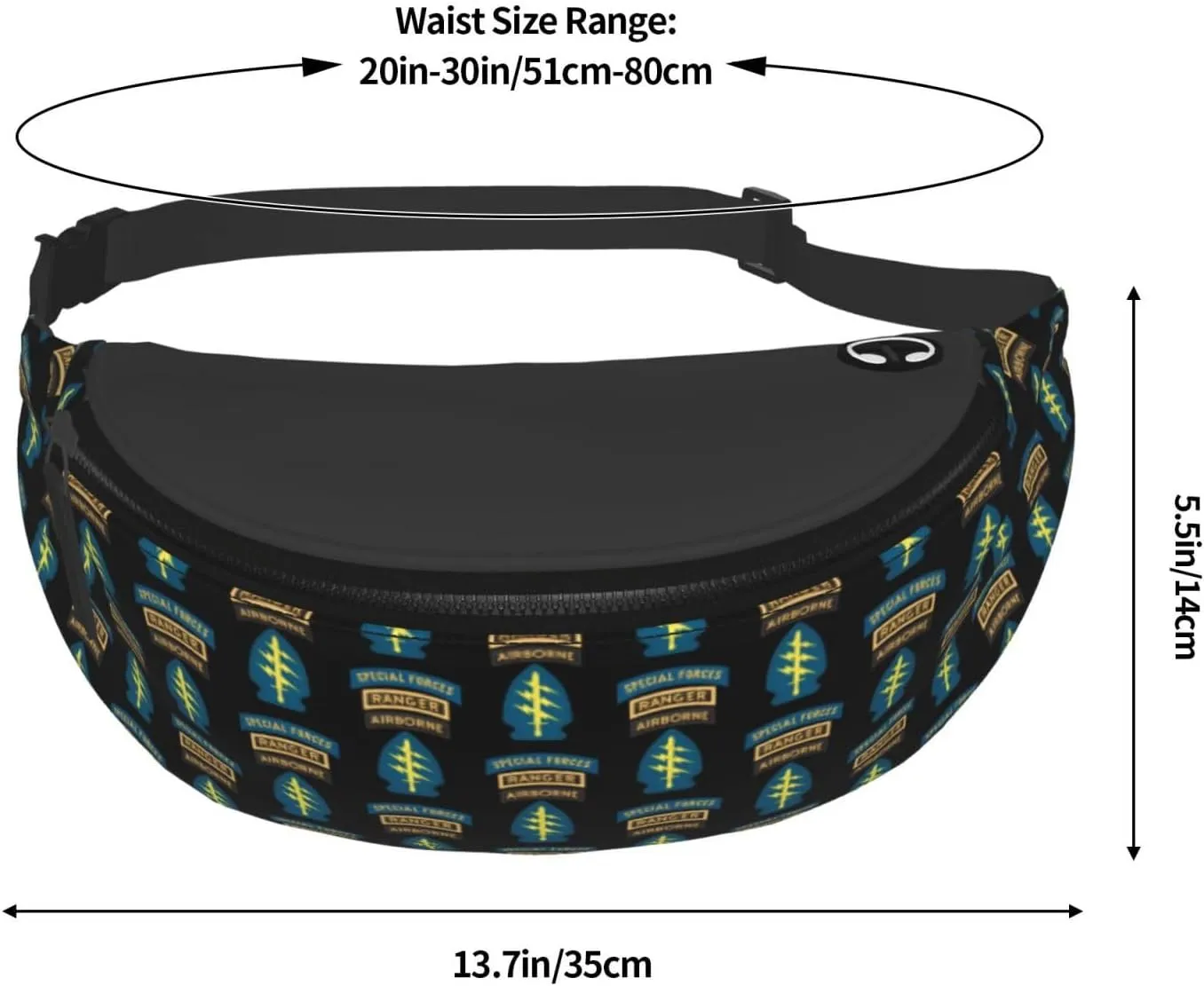 Special Forces Ranger Airborne Fanny Pack Daypack Crossbody Waist Bag For Travel Sports Running Hiking