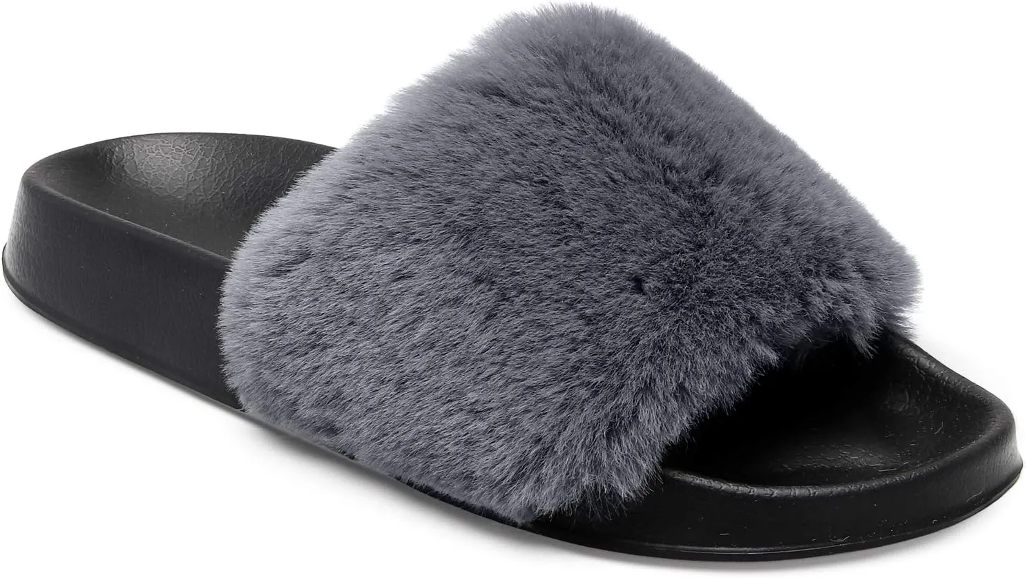Spesoul Womens Fuzzy Slides Open Toe Furry Slide Slippers Indoor Outdoor Slides Sandals Casual Flat Fluffy House Slippers