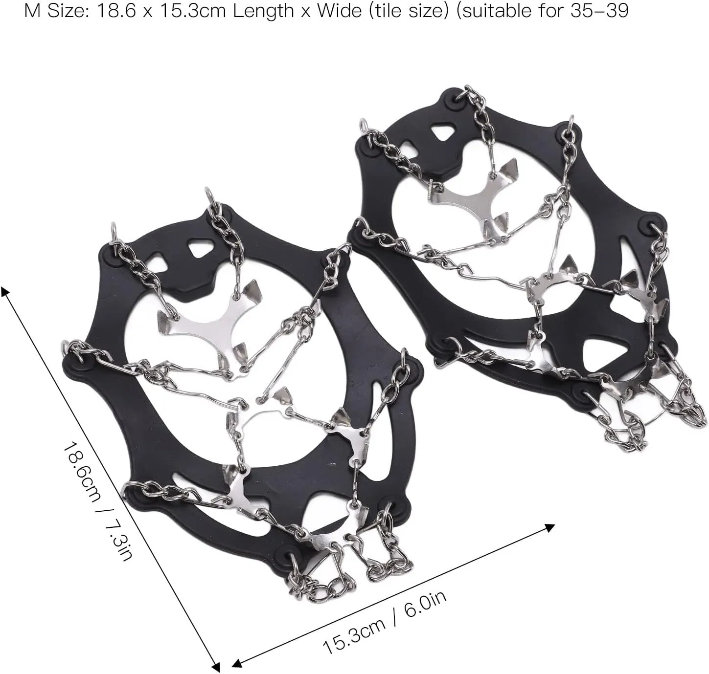 Spikes, Crampons, 2 Pcs Outdoor Crampons with 12 Teeth for Mountaineering, Stainless Steel Crampons, Snow Antislip Shoe Covers