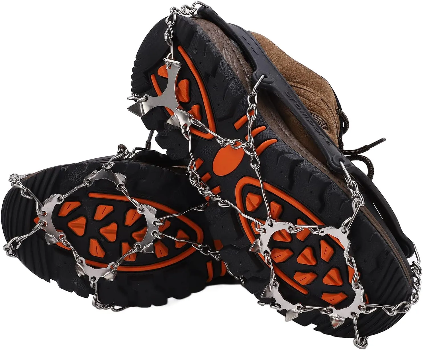 Spikes, Crampons, 2 Pcs Outdoor Crampons with 12 Teeth for Mountaineering, Stainless Steel Crampons, Snow Antislip Shoe Covers