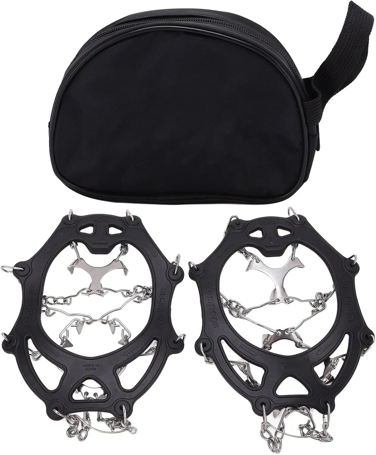 Spikes, Crampons, 2 Pcs Outdoor Crampons with 12 Teeth for Mountaineering, Stainless Steel Crampons, Snow Antislip Shoe Covers