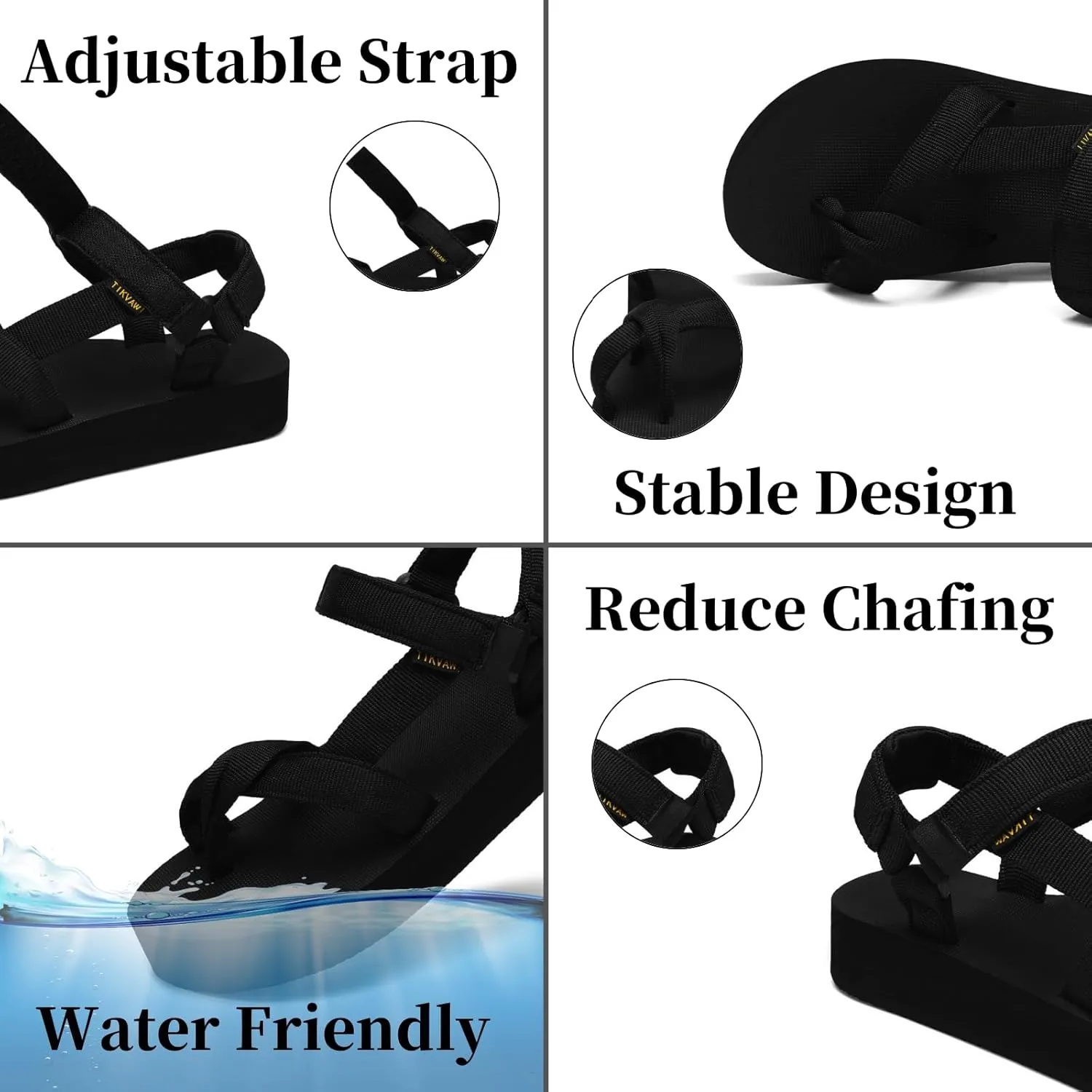 Sport Walking Water Sandals for Women with Arch Support & Adjustable Straps Platform Sandals Women Height Increase