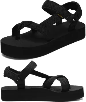 Sport Walking Water Sandals for Women with Arch Support & Adjustable Straps Platform Sandals Women Height Increase
