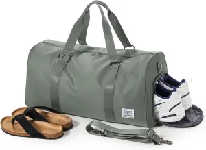 Sports Gym Bag for Women Men, Travel Duffle Bag Personal Item Travel Bag for Airplane, Waterproof Weekender Bag Carry On Tote Bags Overnight Bag with Shoes Compartment and Wet Pocket, Sage Green