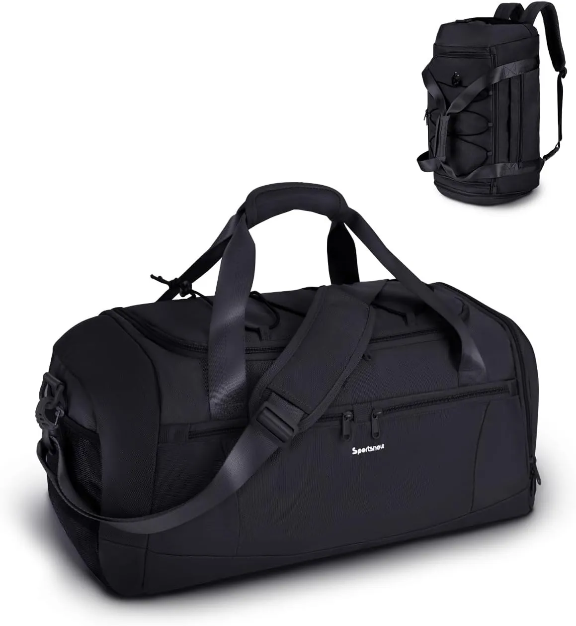 sportsnew Gym Bag for Men Women with Shoe Compartment,Overnight Bag Backpack with Wet Pocket,38L Travel Duffel with 15.6" Laptop Pocket and Trolley Sleeve for Travel,Workout,Patent Pending