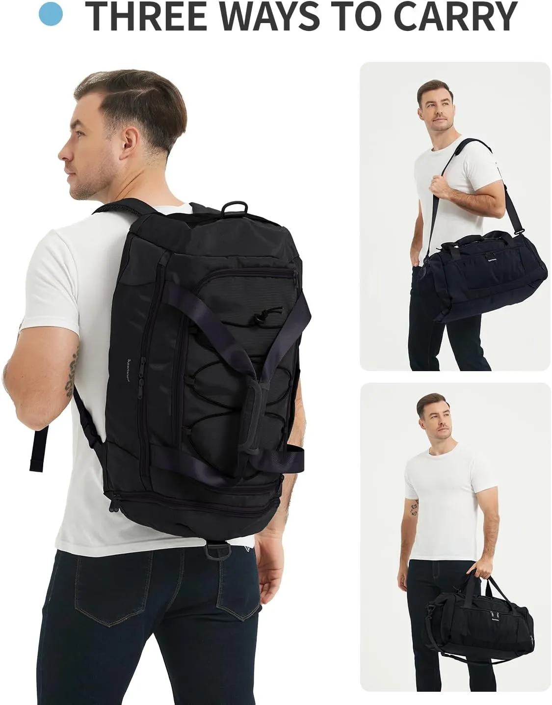 sportsnew Gym Bag for Men Women with Shoe Compartment,Overnight Bag Backpack with Wet Pocket,38L Travel Duffel with 15.6" Laptop Pocket and Trolley Sleeve for Travel,Workout,Patent Pending