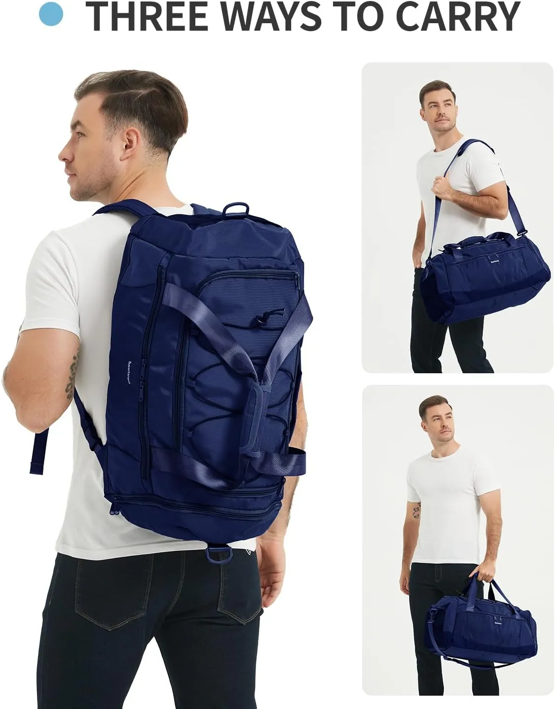 sportsnew Gym Bag for Men Women with Shoe Compartment,Overnight Bag Backpack with Wet Pocket,38L Travel Duffel with 15.6" Laptop Pocket and Trolley Sleeve for Travel,Workout,Patent Pending