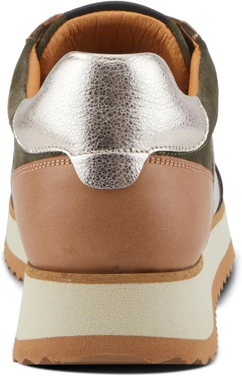 Spring Step Women's Compter Sneakers with Leather and Suede Mix, Cushioning, and Removable Insoles