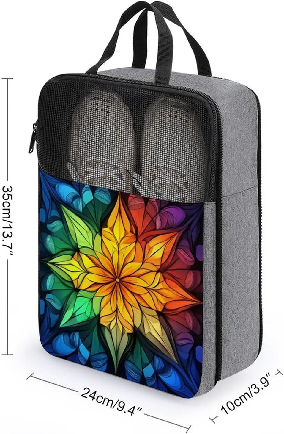 Stained Glass Symmetrical Flower Pattern Shoe Bag for Travel Daily Use Anti-dust Storage Carrier Golf Shoe Pouch