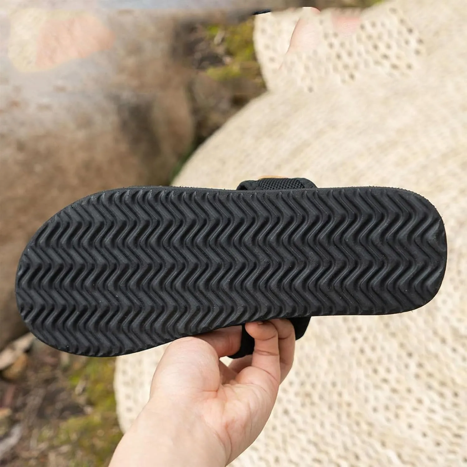 StoneLiquid Breathable Mesh Slide Sandals For Women, 2024women'S Hollow Mesh Slide Sandals With Toe Loop, Comfortable Mesh Flats Slippers
