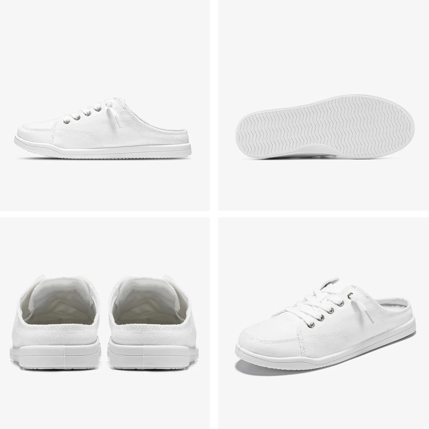 STQ White Slip On Shoes for Women Memory Foam Casual Backless Fashion Canvas Tennis Sneakers, Vanilla White Size 7.5