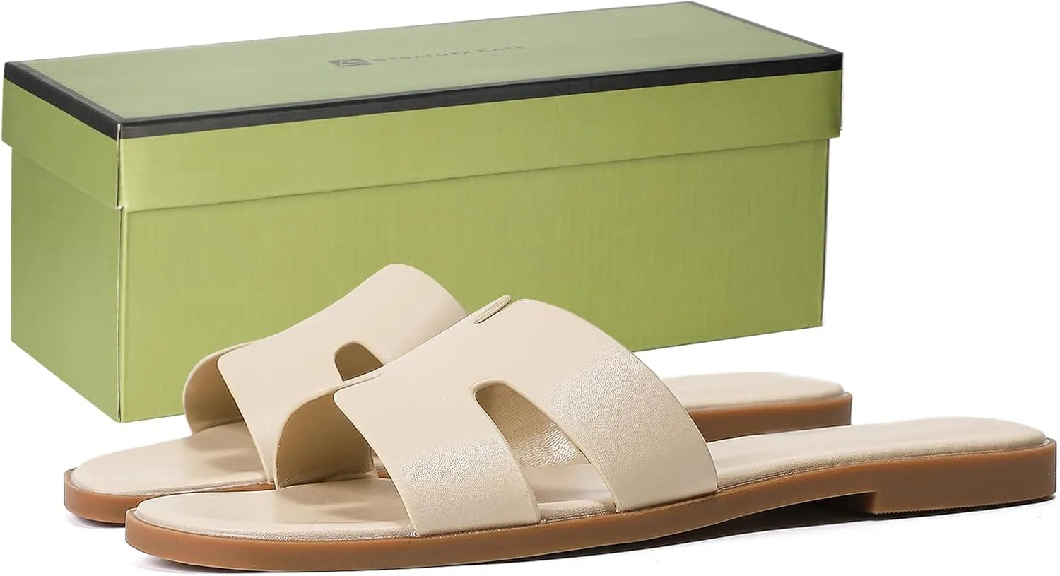 Stratuxx Kaze Open Toe Flat Dress Sandals Womens Slide Comfortable Summer Black, White, Tan Sandals for Women