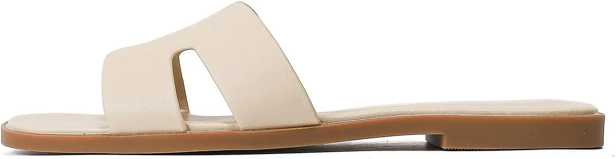 Stratuxx Kaze Open Toe Flat Dress Sandals Womens Slide Comfortable Summer Black, White, Tan Sandals for Women