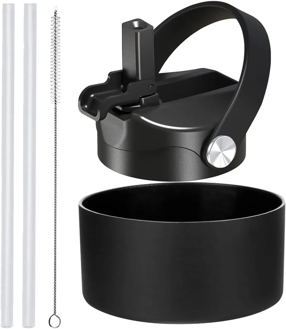 Straw Lid for Wide Mouth Water Bottle, Flex Straw Lid Compatible with Hydroflask 12 16 18 20 32 40 64 oz,Flexible Handle Replacement Lid Straws Cap Top Accessories