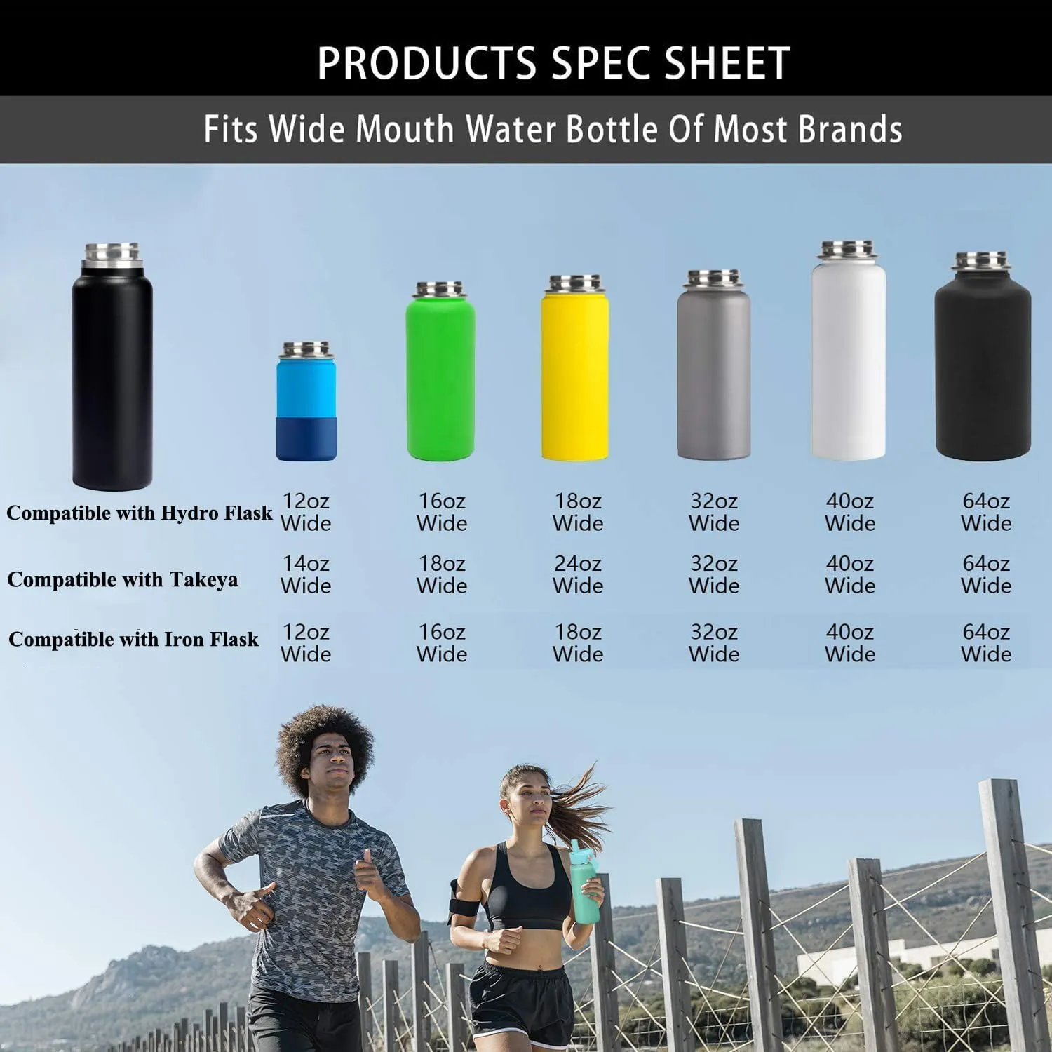 Straw Lid for Wide Mouth Water Bottle, Flex Straw Lid Compatible with Hydroflask 12 16 18 20 32 40 64 oz,Flexible Handle Replacement Lid Straws Cap Top Accessories