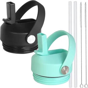 Straw lid for Yeti Rambler Water Bottle 18 26 36 64 oz, Replacement Cap Straw Cap for RTIC 18oz 26oz 36oz, Lid with Straw and Brush and Flexible Handle ﻿