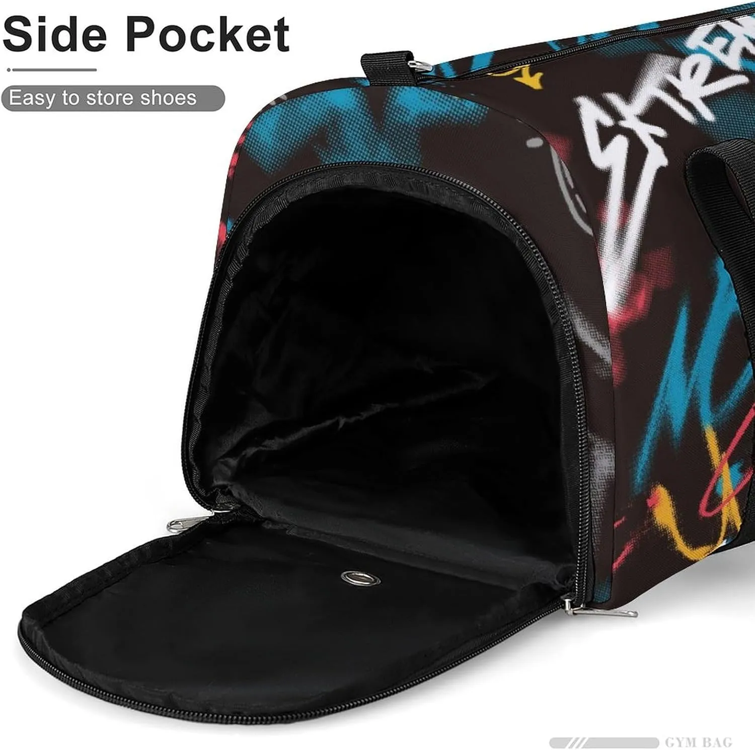 Street Art Graffiti Urban Theme Fitness Large Gym Bag for Unisex with Shoe Compartment & Wet Pocket
