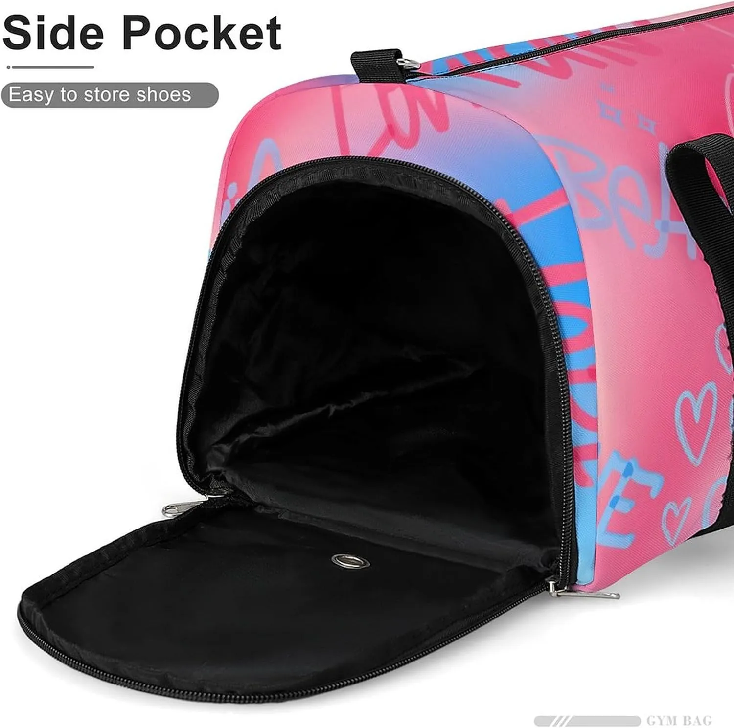 Street Art Style of Letter Fitness Large Gym Bag for Unisex with Shoe Compartment & Wet Pocket