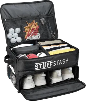 STUFFSTASH Golf Trunk Organizer, Strong, Won't Collapse. Shoe Compartments, Dividers, Storage for Tees, Gloves, Balls,.Store Accessories in Your Car or SUV. Golfer Gift Essentials for Men and Women.