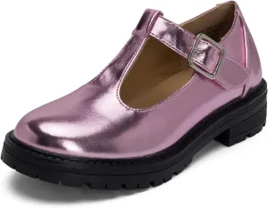 STYLISH S Belle-K ~ Little Kids Girls T-Strap Hook and Loop Low Heel Platform Mary Jane Dress Shoes