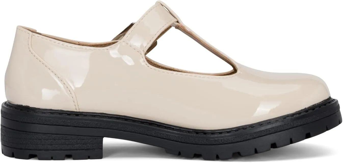 STYLISH S Belle-K ~ Little Kids Girls T-Strap Hook and Loop Low Heel Platform Mary Jane Dress Shoes