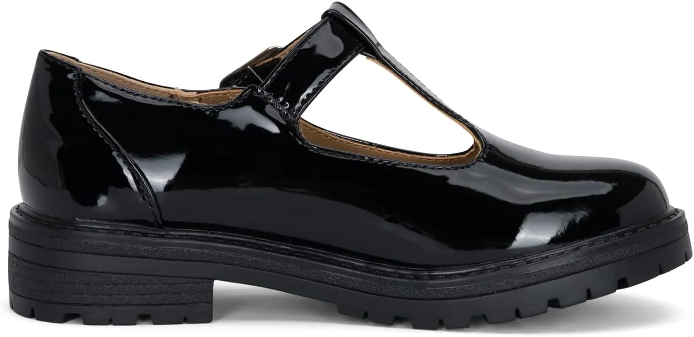 STYLISH S Belle-K ~ Little Kids Girls T-Strap Hook and Loop Low Heel Platform Mary Jane Dress Shoes