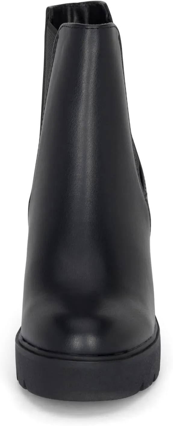 STYLISH S DIVINE - Womens Chuncky High Heel Round Toe Platform Chelsea Ankle Boots