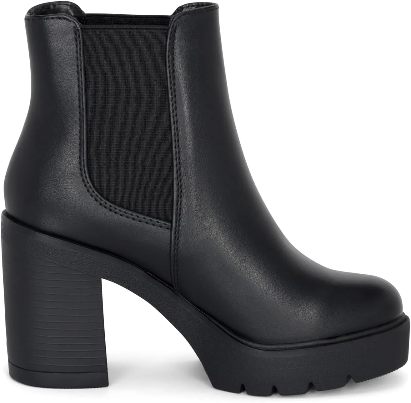 STYLISH S DIVINE - Womens Chuncky High Heel Round Toe Platform Chelsea Ankle Boots