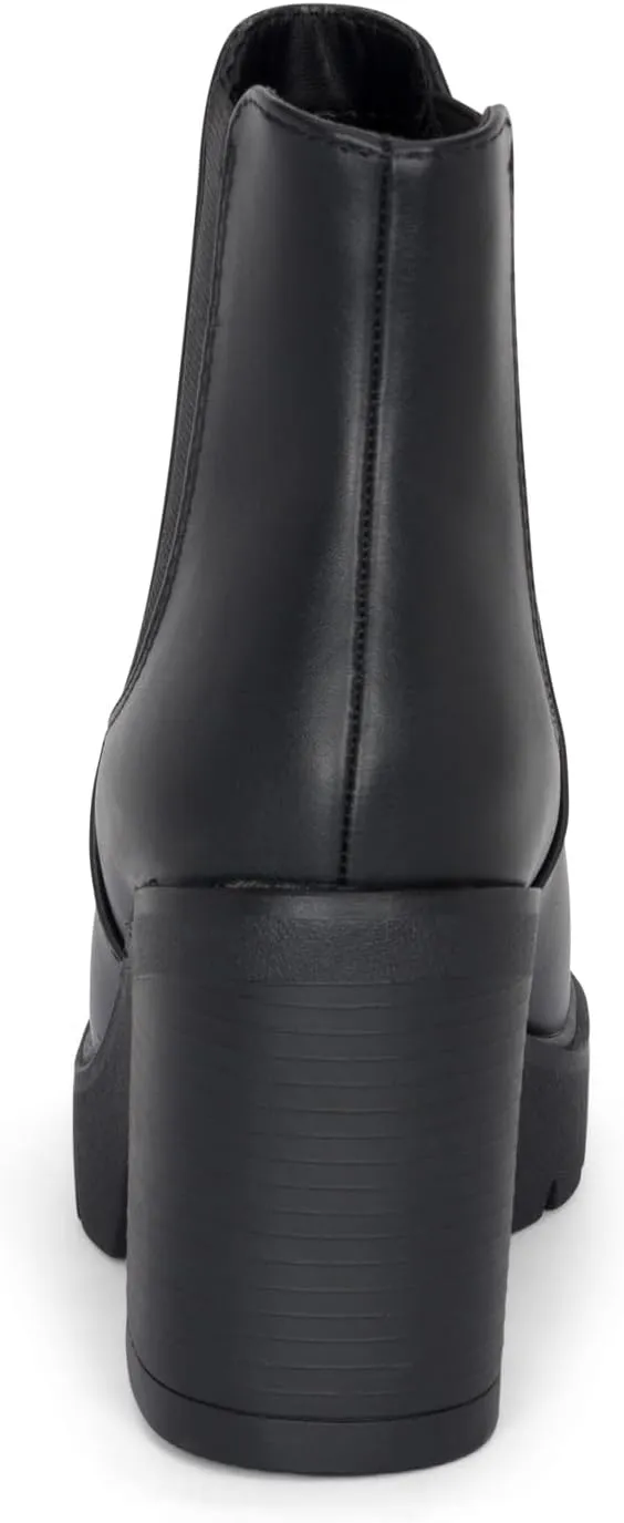 STYLISH S DIVINE - Womens Chuncky High Heel Round Toe Platform Chelsea Ankle Boots