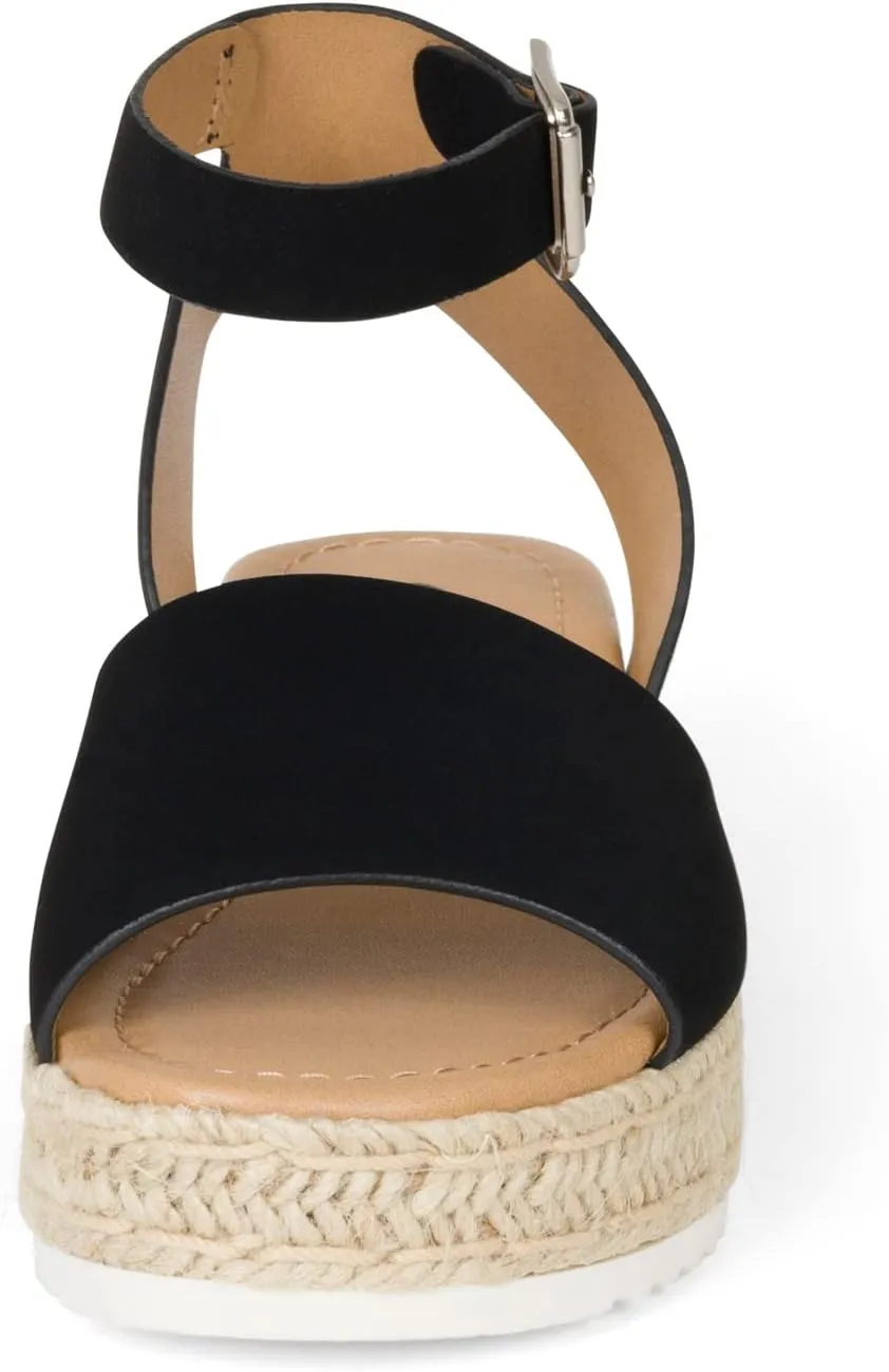 STYLISH S Gloria-IIS ~ Girls Single Band Open Toe Platform Wedge Espadrille Studded Sandals Adjustable Ankle Buckle