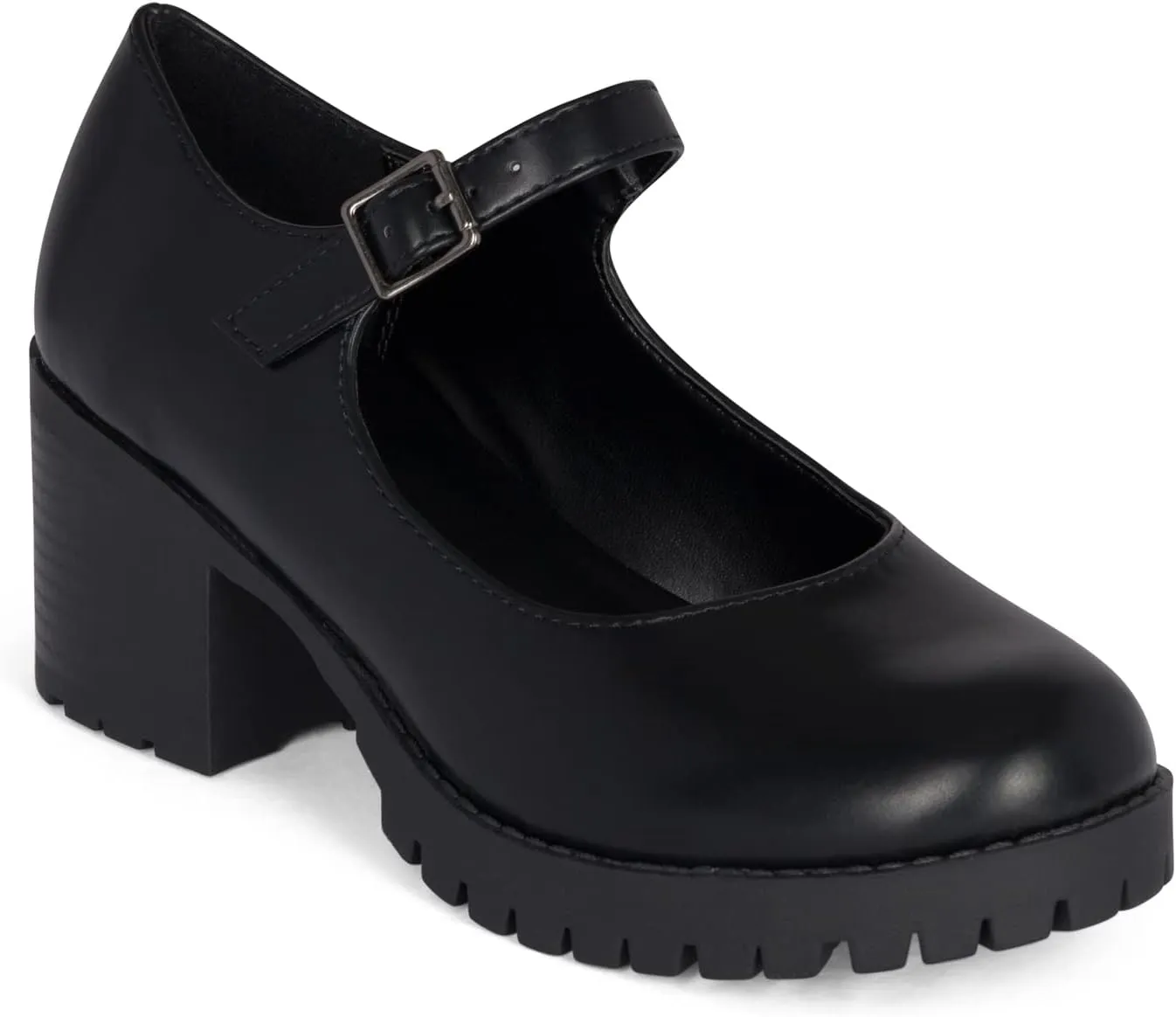 STYLISH S SAMA - Women's Lug Sole Platform Chunky Stacked Heel Mary Jane Shoes with Adjustable Ankle Buckle