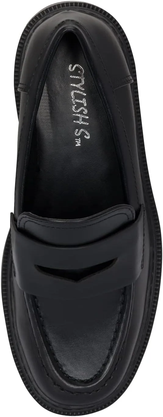 STYLISH S Skye - Women's Lug Sole Slip On Low Heel Platform Penny Loafers