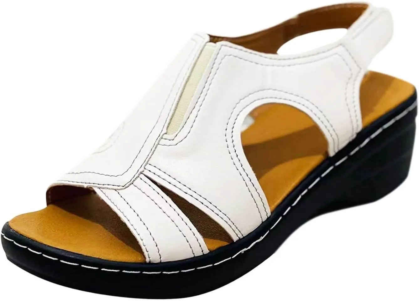SuanlaTDS Summer Sandals for Women 2025 Open Toe Low Block Heels Adjustable Ankle Strap Comfortable Casual Backless Outdoor Beach Dressy Party Wedge Sandal for Daily Work