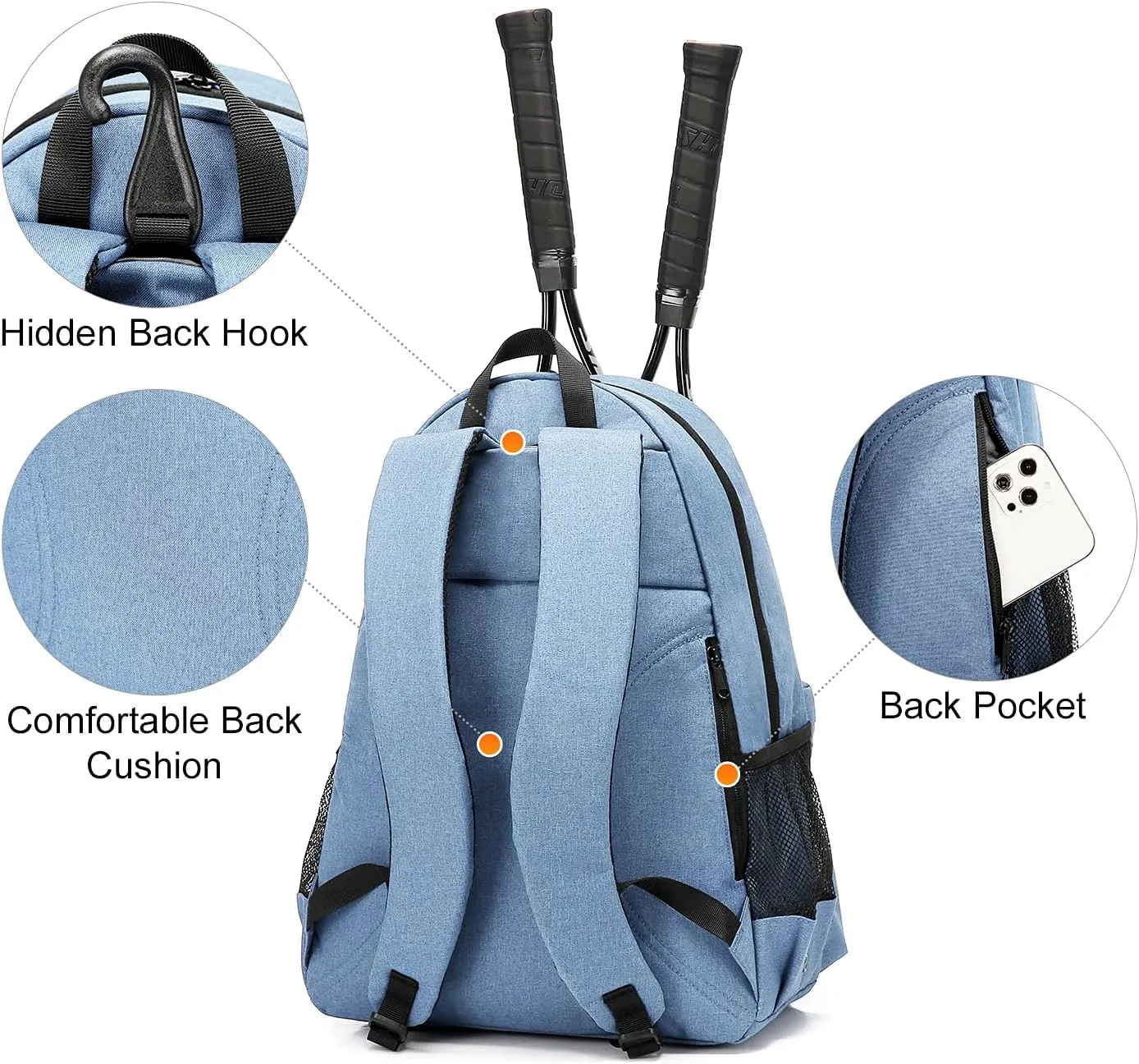 Sucipi Tennis Bag Professional Tennis Backpack for Men and Women Racket Bags Holds 2 Rackets with Ventilated Shoe Compartment