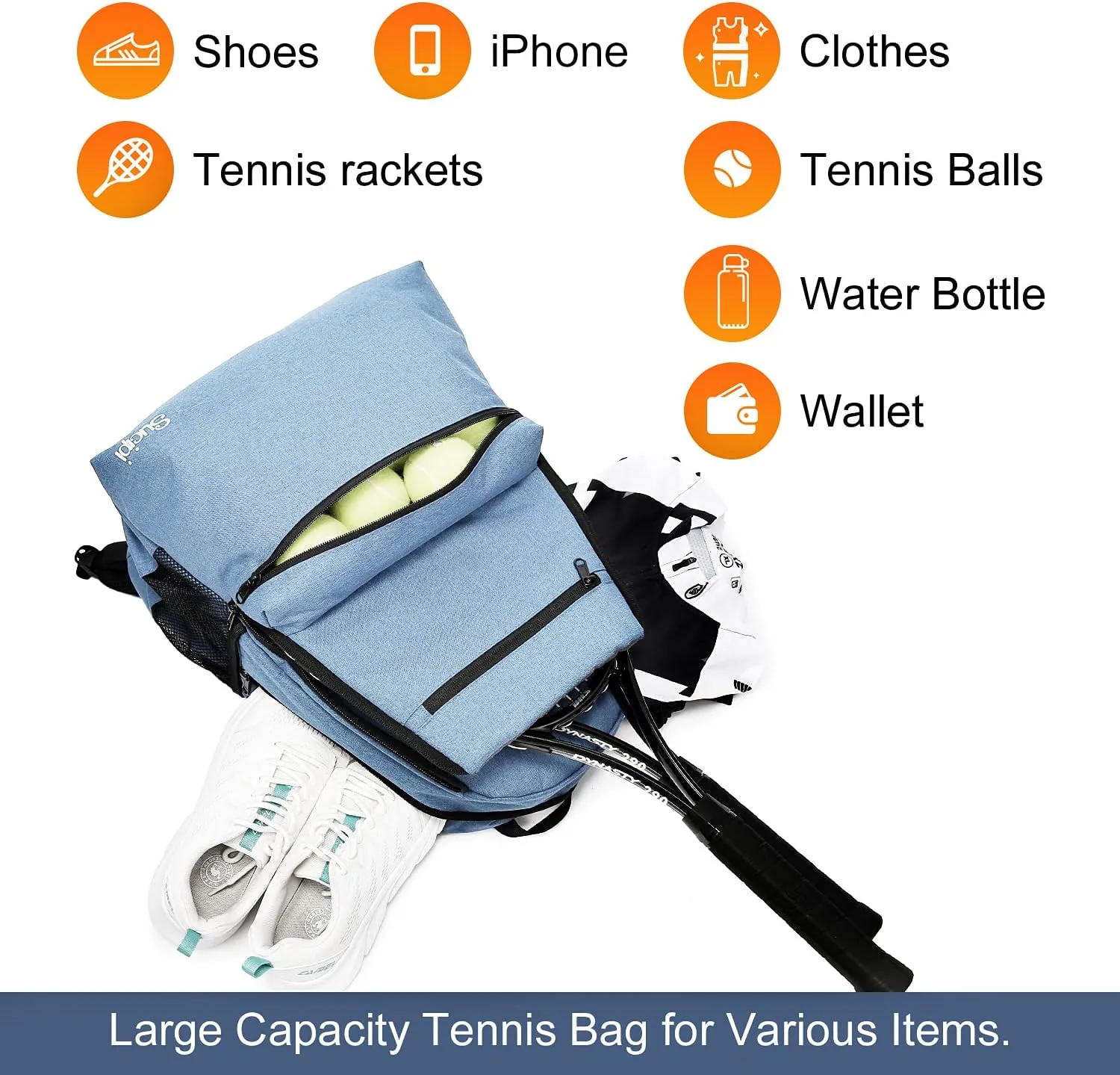 Sucipi Tennis Bag Professional Tennis Backpack for Men and Women Racket Bags Holds 2 Rackets with Ventilated Shoe Compartment