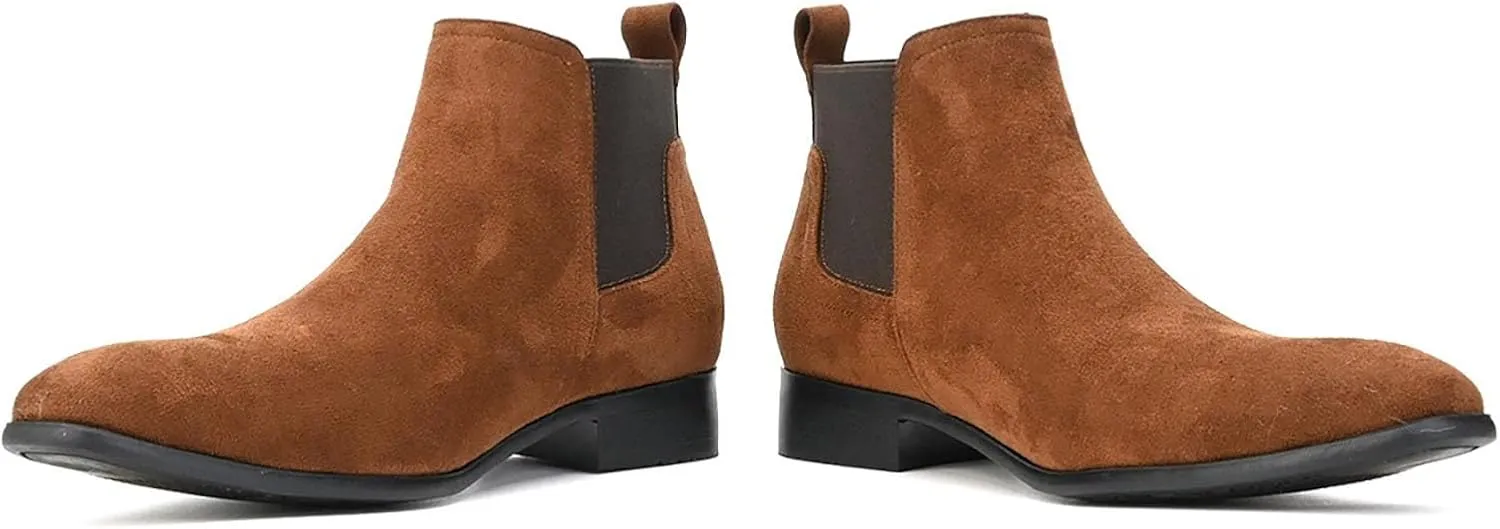 Suede Boots Men Classic Elastic Dress Boots Casual Men's Chelsea Ankle Boots