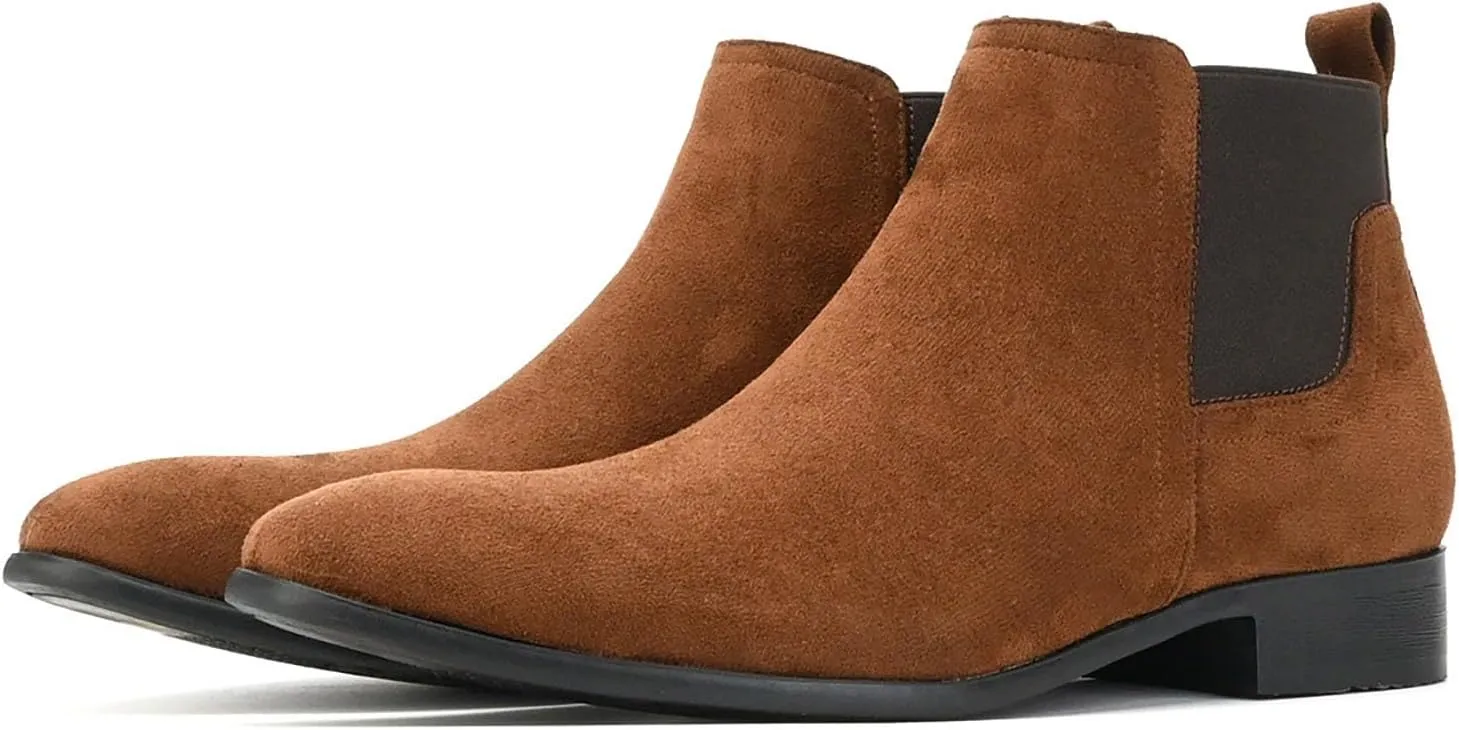 Suede Boots Men Classic Elastic Dress Boots Casual Men's Chelsea Ankle Boots
